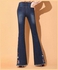 Embroidered Flare Jeans Dark Blue