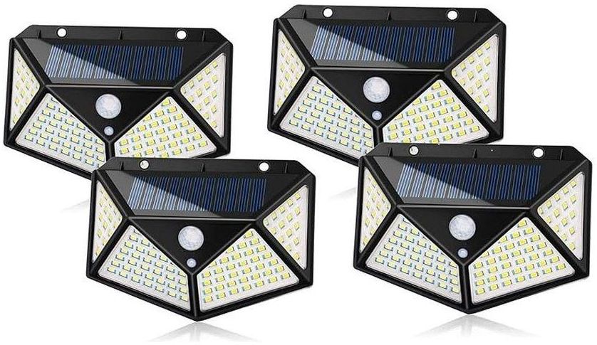 4 Powerful Double-light Wall Lights, Charged By Solar Energy, For Gardens And Home, Without A Motion Sensor, Works With 100 Waterproof Bulbs, Safe Night Light For The Wall