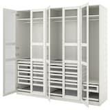PAX / TYSSEDAL Wardrobe combination, white/white glass, 250x60x236 cm - IKEA