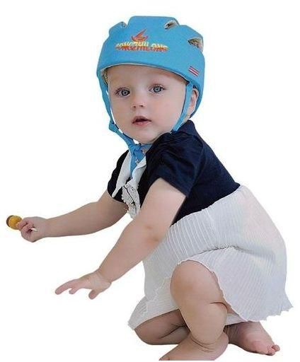 Universal Adjustable Infant Baby Safety Helmet Kids Head Protection Caps Hat For Walking Crawling (Blue)