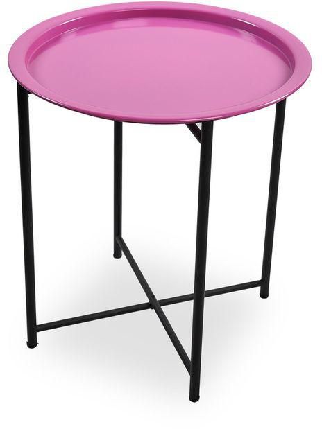 Modern Table - Metal Folding Table Pink Color DIAM46xHeight51cm