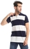 Ted Marchel Color Blocks Classic Neck Polo Shirt - Navy Blue & White