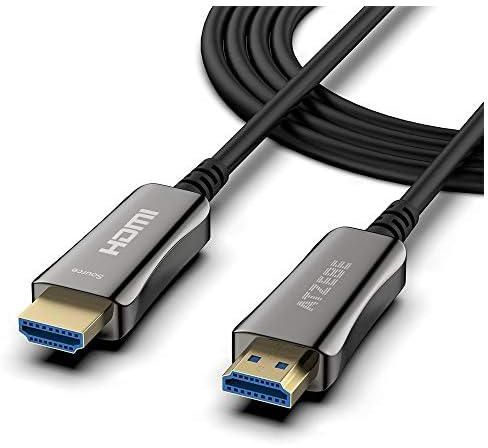 اتزدبي كيبل الياف بصرية HDMI بطول 15 قدم يدعم 4K@60Hz و4:4:4/4:2:2/4:2:0، HDR، دولبي فيجن، HDCP2.2، ARC، ثلاثي الابعاد، عالي السرعة 18Gbps، كيبل الياف بصرية HDMI رفيع ومرن