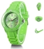 Bluelans Unisex Stylish Silicon Jelly Strap Wrist Watch Casual Quartz Analog Wristwatch Gift-Green