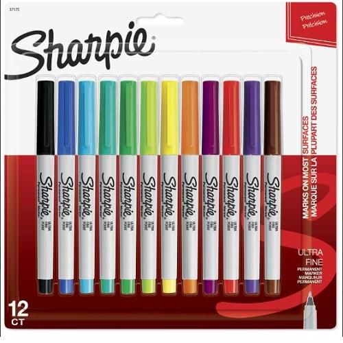 Permanent Markers Ultra Fine Tip - Assorted Fun Colors - Pack Of 12