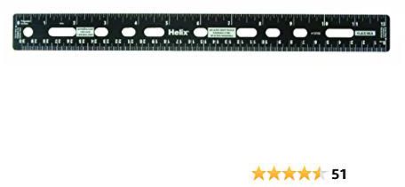 Helix Stainless Steel Ring Binder Ruler 12 Inches/30 cm