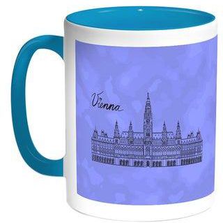 Landmarks - Vienna Printed Coffee Mug Turquoise/White 11ounce