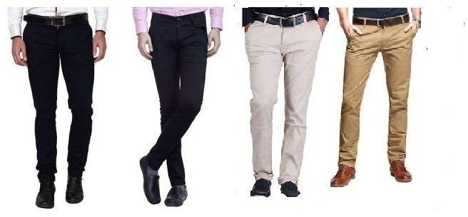 4 In 1 Men's Quality Chinos -black, Blue, Off, White And Carton Brown