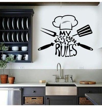 مصق جداري مكتوب عليه عبارة My Kitchen My Rules أسود 65x38سنتيمتر