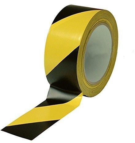 Hazard Warning Tape, 2&quot; x 20 yards Black and Yellow Adhesive Safety Tape, Caution Barricade Construction Tape for Dangerous Areas, Walls, Pipes, Equipment PVC Floor Marking tape