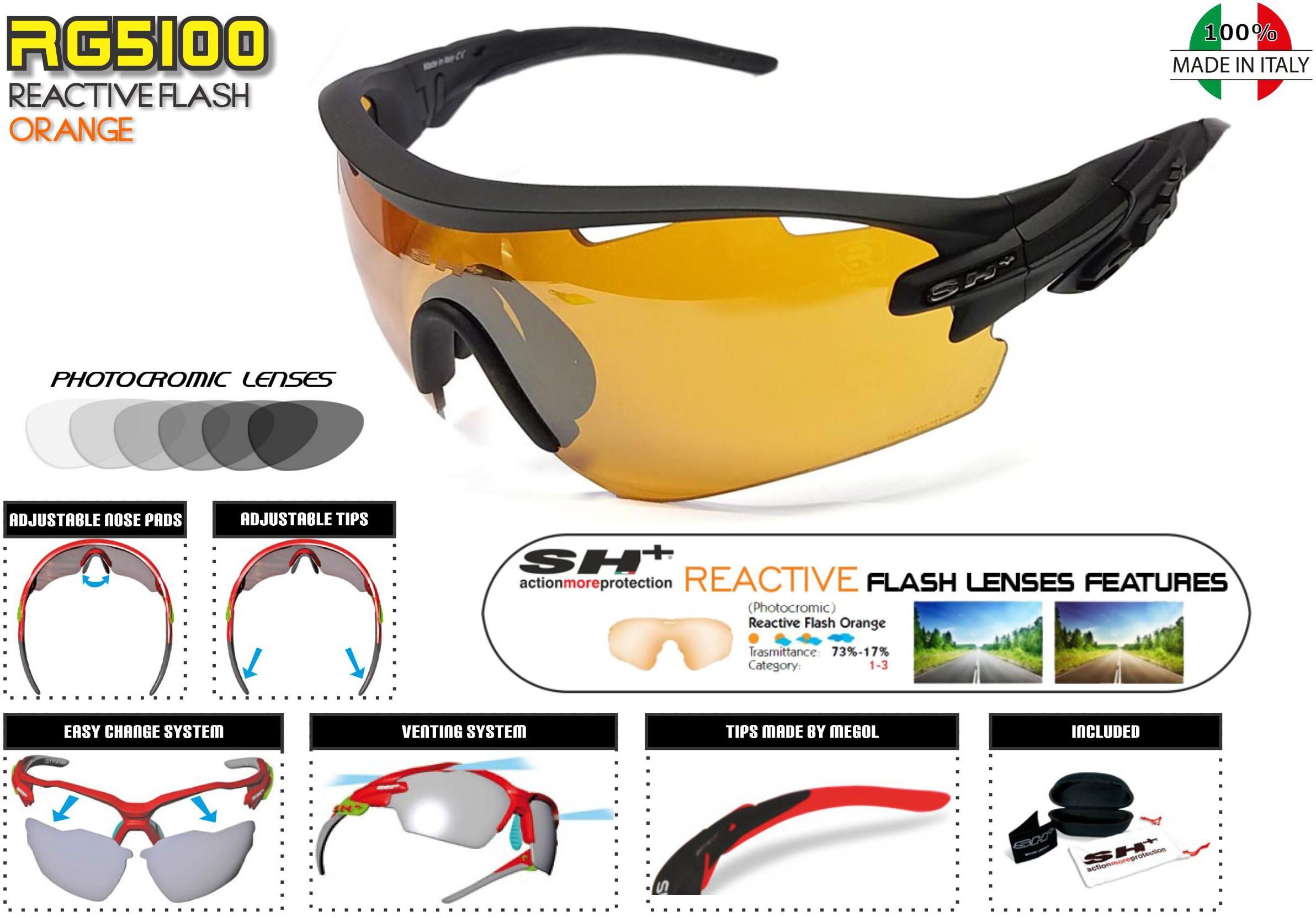 SH+ RG5100 Reactive Flash Orange Sunglasses Eyewear (6 Colors)
