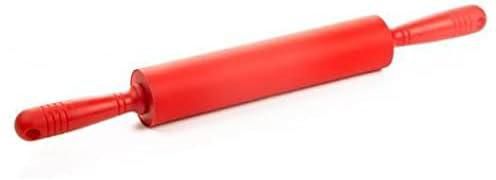 one year warranty_Non-stick Silicone Surface Pastry Rolling Pin Plastic Handle Fondant Roller - Red5849