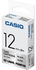 Casio XR-12SR1 Tape Cassette, 12mm X 8mm, Black on Silver