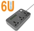 LDNIO AC Electrical SocketUK US Plug 6 USB Adapter Travel Extension Power Strip 3 Universal Socket International Plug(w 702Q)