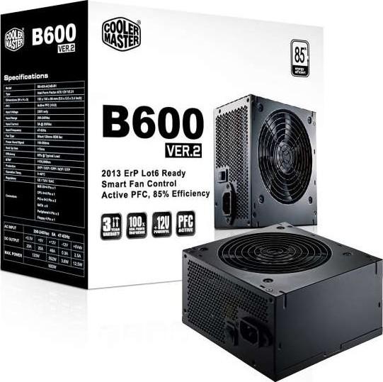 Cooler Master B Series B600 Ver.2 System Builder PSU, 80 PLUS® Rated, 600w ATX PSU |  RS600-ACABB1