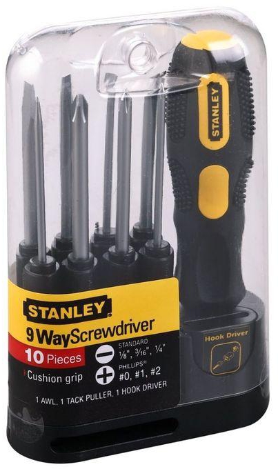 Stanley 0-62-511 9 Way Soft Grip Screw Driver Set