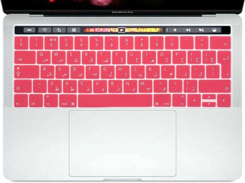 Arabic English Keyboard Skin UK Layout For MacBook Pro 13'' 15 '' A1706/A1707 with Touch Bar - Pink