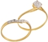 Vera Perla 18K Solid Yellow Gold 0.14Cts Genuine Diamonds Twisted Engagement Rings Set -Size 6 US