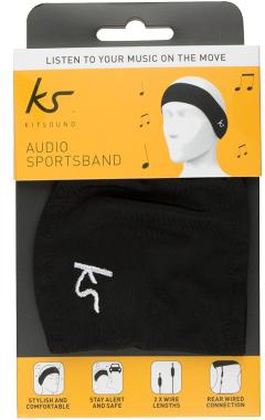 KitSound Sweat Proof Audio Fitness Sports Band with 3.5 mm Jack Built-In Headphones Black
