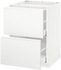 METOD / MAXIMERA Base cab f hob/2 fronts/2 drawers - white/Voxtorp matt white 60x60 cm