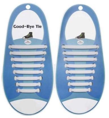 مجموعة أربطة حذاء دون الحاجة للربط ضد الماء من 16 قطعة أبيض