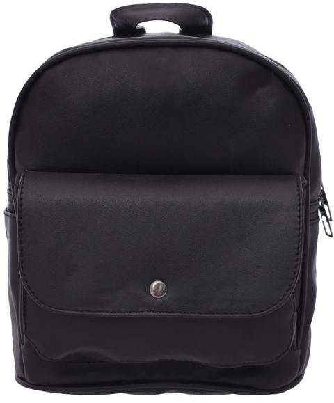 Casual Leather Backpack - Black
