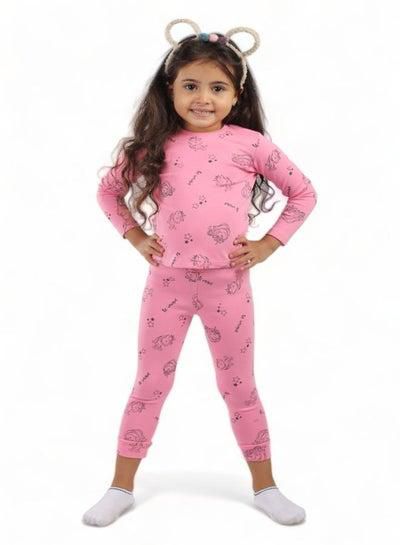 Girls' 1-Year-Old Lycra Pajamas, Winter 2024 Designs, High-Quality Fabric, Ultra-Soft Materials, Printed in Fun and Attractive Colors for Cozy and Stylish Winter Nights