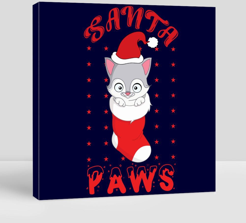 Christmas Greeting Tshirt Print Design.Santa Paws