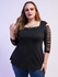 Plus Size Ripped Sleeve Lace Panel Tee - M | Us 10