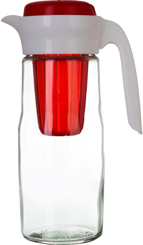Renga 111484 Glass Jug  1.4 Liter - Clear Red