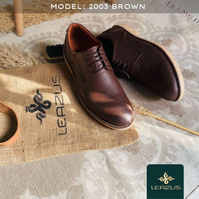 حذاء سمي فورمال ليذاس جلد طبيعي - بني