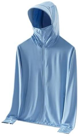 Sun Protection Hoodie, Long Sleeve Hoodie for Summer Sun Protection, Sunscreen clothing For Outdoor Hiking Cycling Fishing (Blue, L)
