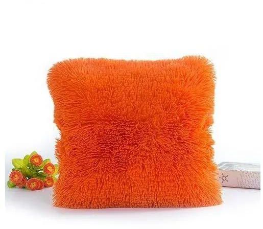1PC Orange Fluffy Throw Pillow Cover - 18'' x 18''