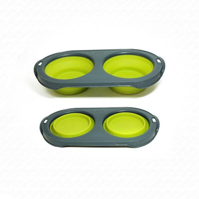 Petzone, Dual Foldable Bowls, Green