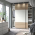 PAX / MEHAMN Wardrobe combination - white double sided/white white stained oak effect 200x44x236 cm