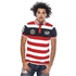 Santa Monica M707685C Lismore Polo Shirt for Men - L, Red Stripe