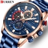 Curren 8415 Blue RoseGold Silver Quartz Watch Business Men Sport Wristwatch