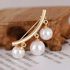 Generic Women's Safety Pin Brooch Water Drop Pearl Pins Lapel Pin Golden