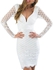 Fashion Long Sleeve Backless Bodycon Dress - White