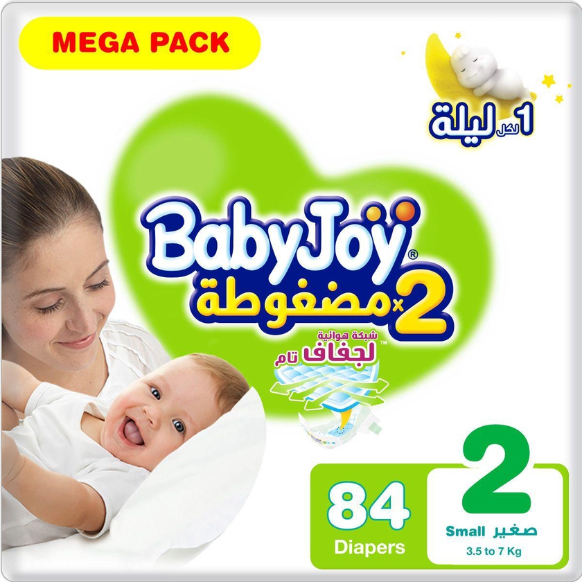 Babyjoy, Compressed Diamond Pad Diaper, Mega Pack Small, Size 2, 3.5 - 7 Kg - 84 Pcs