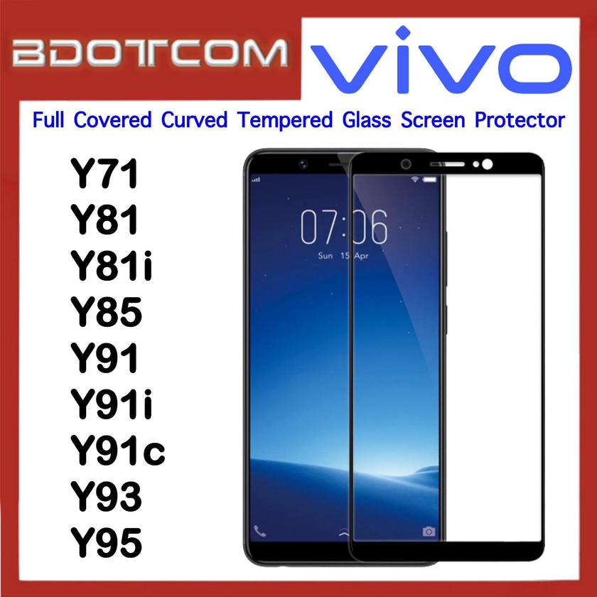 Bdotcom Full Covered Curved Tempered Glass Screen Protector for Vivo Y71 (Black)