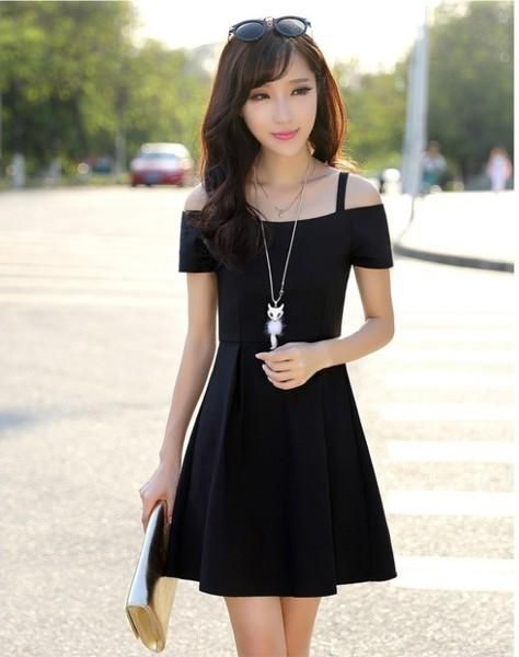 Jys Fashion Korea Style Off Shoulder Midi Dress Collection (Black)
