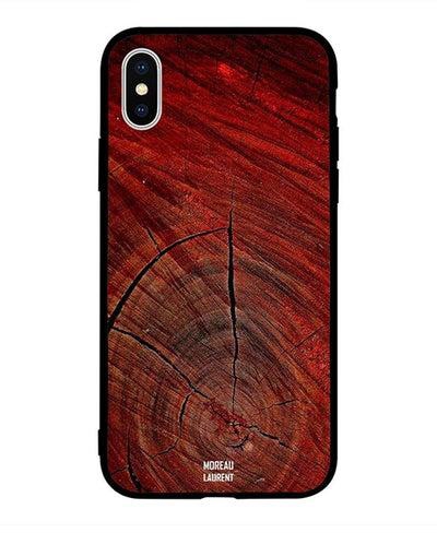 Skin Case Cover -for Apple iPhone X Cracks in Red Wooden Pattern Cracks in Red Wooden Pattern