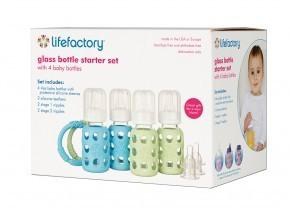 Lifefactory 4- Bottle Feeding Starter Set - Sky and Spring