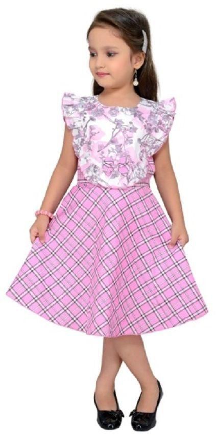 Ceemee Pink Capped Sleeve Cotton Dress