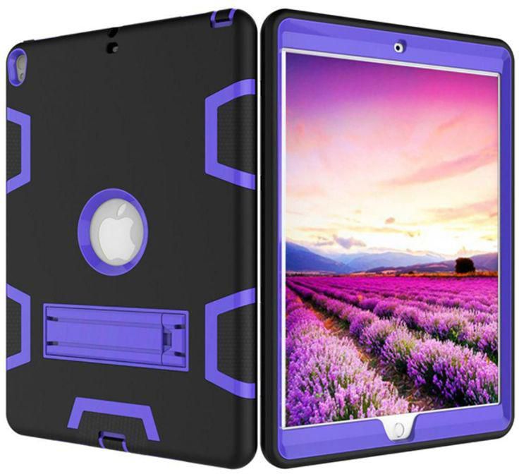 Kickstand Hybrid Cover For Apple iPad Air 2 Air 6 Black/Purple 9.7 inch