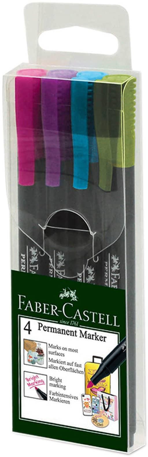 Faber-Castell Slim Bullet Tip Permanent Markers Multicolour 4 PCS