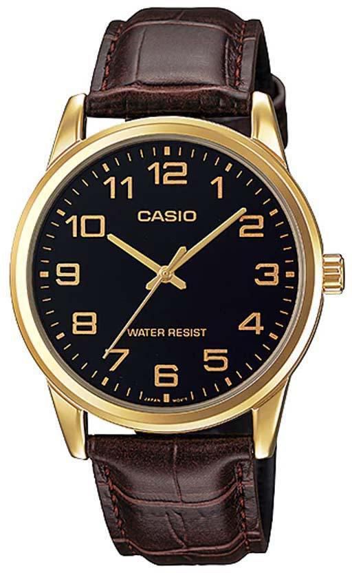 CASIO GENTS MTP-V001GL-1BUDF METAL BASIC BLACK DIAL LEATHER WATCH