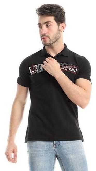 Andora Chest Stitched Half Sleeves Polo Shirt - Black