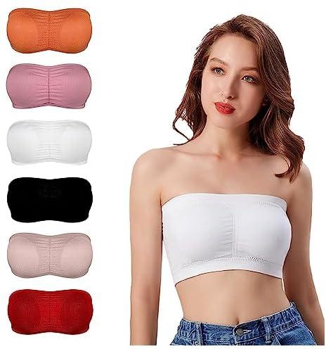 LASASSY 5 Pcs Strapless Bra For Women Tube Top Bra Strapless Bra Padded Bralette Stretchy Chest Wrapped Underwear Comfortable Wire Free Vest Bra (Muticolour, Free Size) Pack of 5